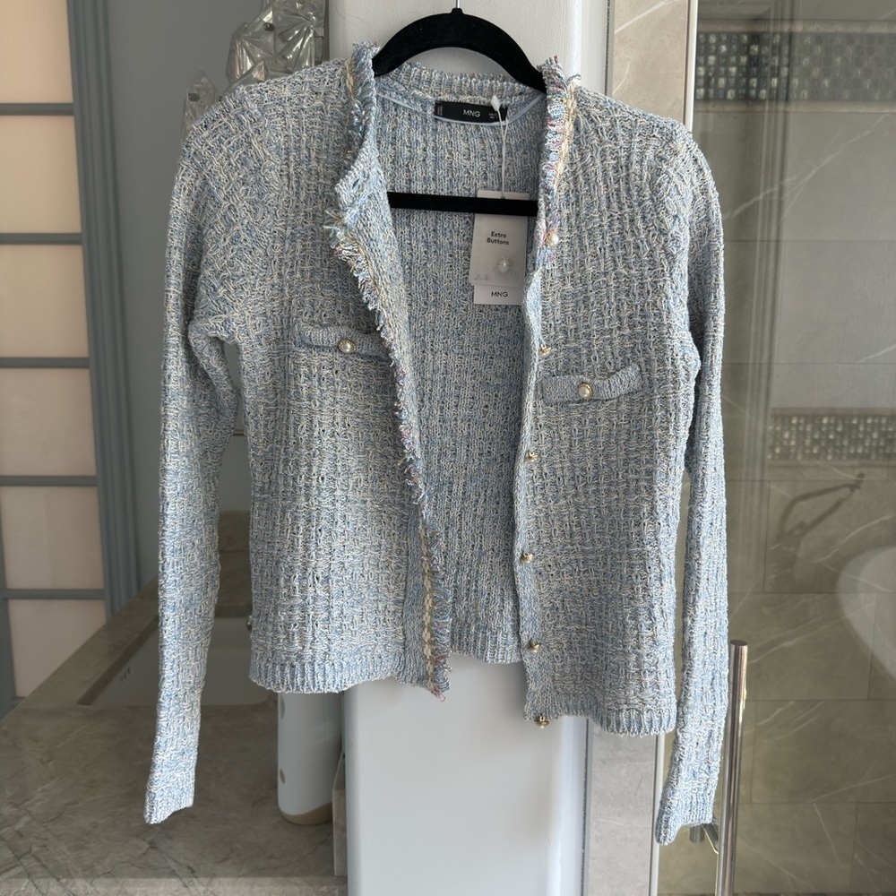 Mango Tweed cardigan with jewel button - Picture 12 of 13
